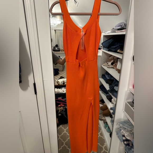 Orange keyhole midi dress with slit- NEW with tags!! - Picture 2 of 5